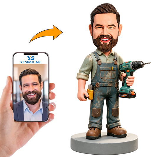 Male Mechanic Wearing Overalls Custom Bobbleheads