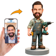 Male Mechanic Wearing Overalls Custom Bobbleheads