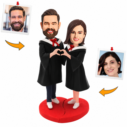 Couple Wearing Graduation Uniforms Custom Bobblehead