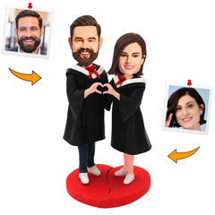 Couple Wearing Graduation Uniforms Custom Bobblehead