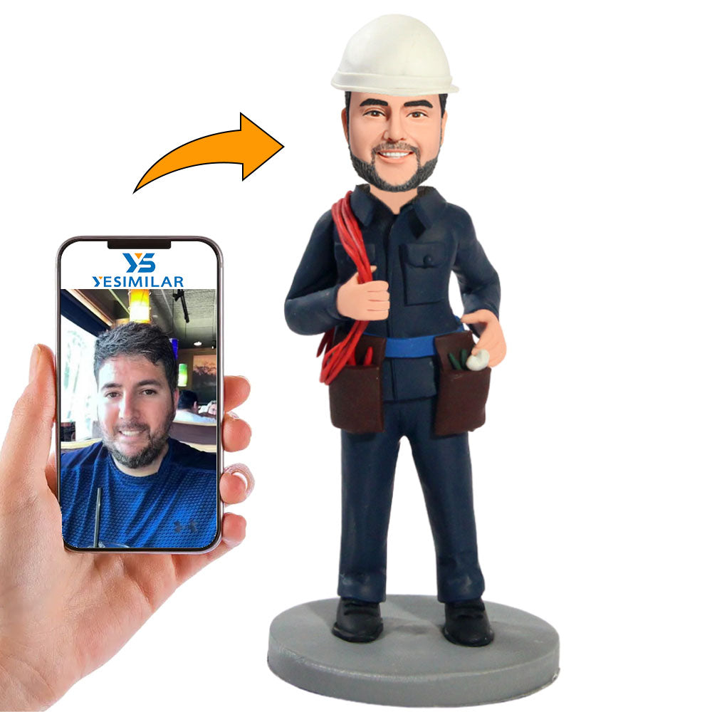 Circuit Engineer With Helmet Custom Bobbleheads