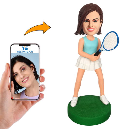 Tennis Player Women Custom Bobblehead