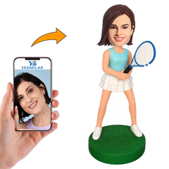 Tennis Player Women Custom Bobblehead