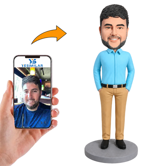 Blue Shirt Business Man Custom Bobbleheads