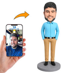 Blue Shirt Business Man Custom Bobbleheads