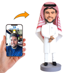 Business Man Middle East Rich Man Wearing Headscarf Custom Bobbleheads