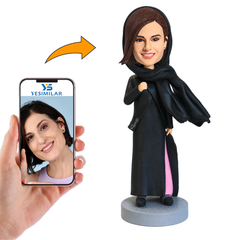 Business Woman Middle East Rich Woman Wearing Headscarf Custom Bobbleheads