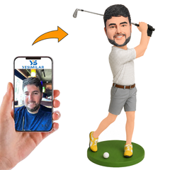 Golfer in Grey Shorts Custom Bobbleheads