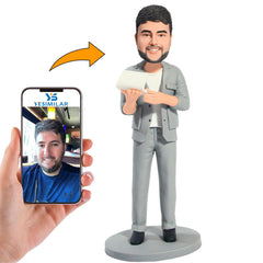 Man Holding Laptop IT Man Custom Bobbleheads