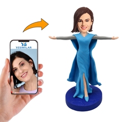 Custom Bobbleheads Beautiful Girl in Blue Dress