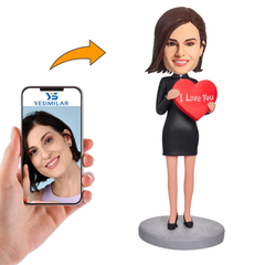Woman Holding Love Heart Custom Bobbleheads