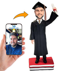 Happy Graduation Boy with Graduation Hat  Custom Bobbleheads