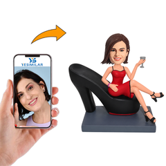 Woman Sitting on High Heels Custom Bobbleheads