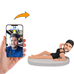 Sexy Busty Man Lying Down Wearing Skirt Custom Bobbleheads