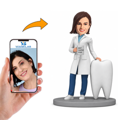 Best Female Dentist with Cup and Tooth Custom Bobbleheads
