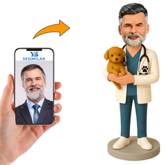 Veterinarian Holding a Dog Custom Bobbleheads