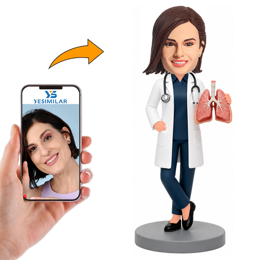 Respiratory Department Female Doctor Holding Lung Model Custom Bobbleheads