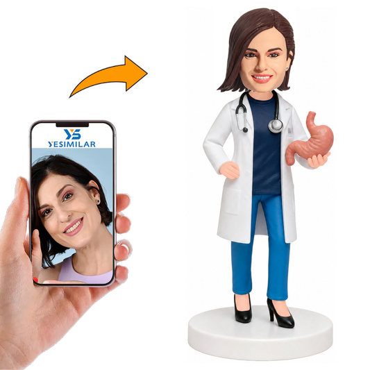 Female Gastroenterology Doctor Held Stomach Model Custom Bobbleheads