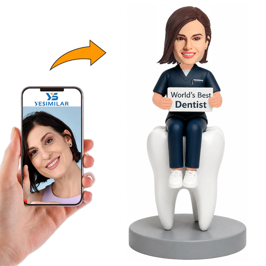 Female Dentist Sat on Teeth Custom Bobbleheads