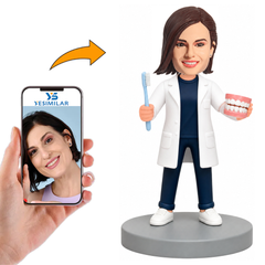 Female Dentisit Holding Mouth Model Custom Bobbleheads