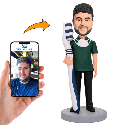 Dentist Holding Toothbrush Custom Bobbleheads