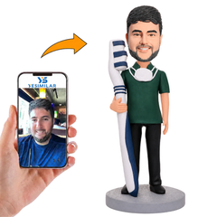 Custom Dentist with Toothbrush Bobblehead