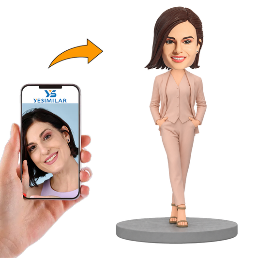 Pink Suit Beautiful Woman Female Boss Custom Bobbleheads