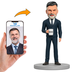 Boss in Gray Blue Suit Custom Bobbleheads