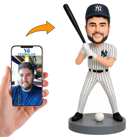 New York Yankees Baseball Fan Holding Bat Custom Bobbleheads