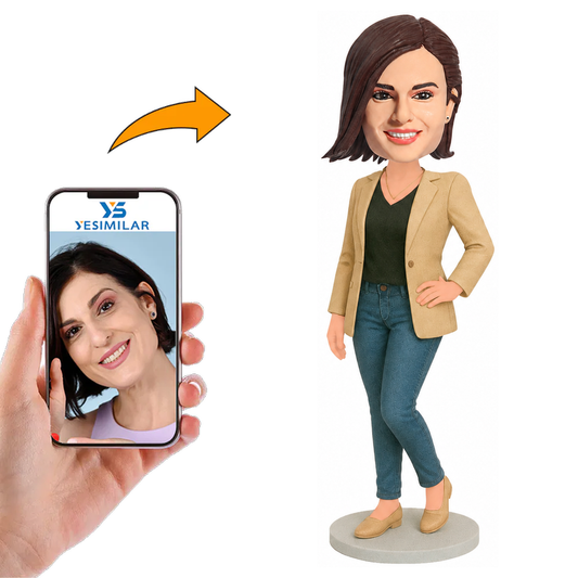 Beautiful Woman in Blue Jeans Custom Bobbleheads