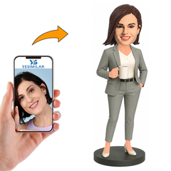 Custom Businesswoman with Cup Bobblehead
