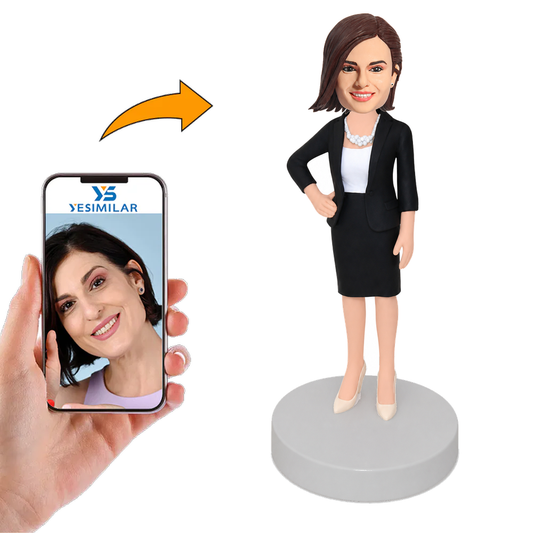 Black Suit Office Lady Custom Bobbleheads