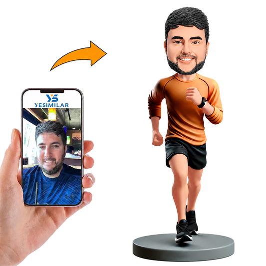 Man Running in Orange Shirt Custom Bobbleheads