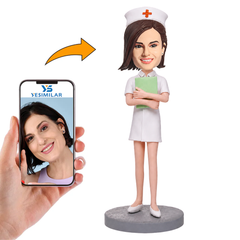 Female Nurse Holding a Medical Chart Custom Bobbleheads
