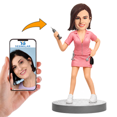 Female Nurse Holding a Medical Tool Custom Bobbleheads