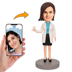 Female Dentist Holding a Tooth Model Custom Bobbleheads