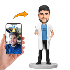 Male Dentist Holding a Dental Mirror Custom Bobbleheads