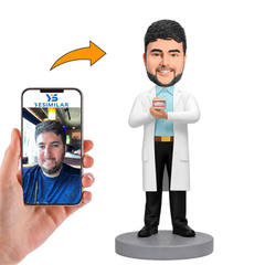 Male Dentist Holding a Denture Model Custom Bobbleheads
