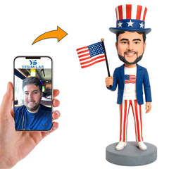 Man Holding American Flag Custom Bobbleheads