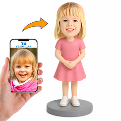 Girl in Pink Dress Custom Bobbleheads
