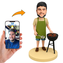 Man in Apron Grilling Custom Bobbleheads