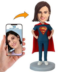 Super Woman with Superhero Costume Custom Bobbleheads