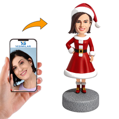 Christmas Gifts Happy Christmas Woman with Santa Hat Custom Bobbleheads