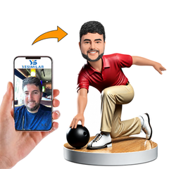 Red Shirt Bowling Player Custom Bobbleheads