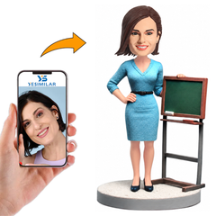 Female Teacher with Blackboard Custom Bobbleheads