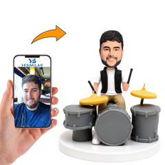 Male Drummer Playing The Drum Kit Custom Bobbleheads