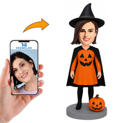 Halloween Lady Wearing Pumpkin Costume Custom Bobbleheads