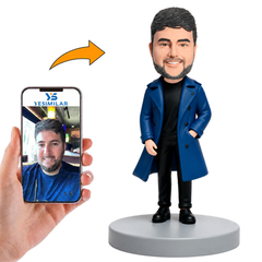 Handsome Man in Blue Windbreaker Custom Bobbleheads