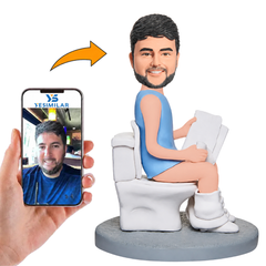Blue Shirt Man on The Toilet Custom Bobbleheads