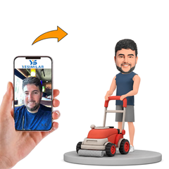 Man Pushing The Lawnmower Custom Bobbleheads